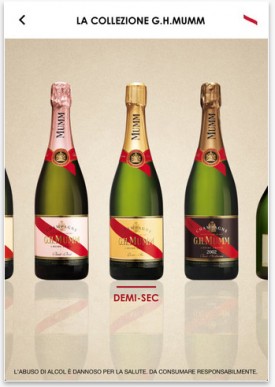 app mumm bottiglie di champagne