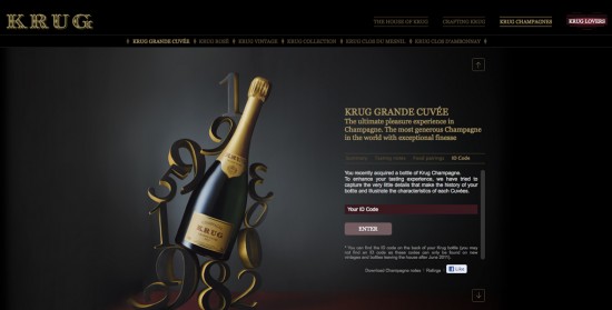 finestra del sito champagne krug