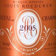 etichetta bottiglia di champagne cristal 2005 rosé