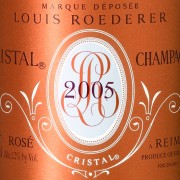 etichetta bottiglia di champagne cristal 2005 rosé