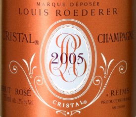 etichetta bottiglia di champagne cristal 2005 rosé
