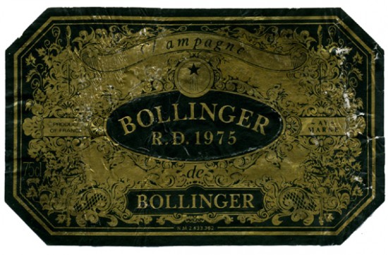 bollinger vecchia etichetta di R.D. 1975