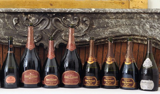 verticale ruinart, foto bottiglie di champagne