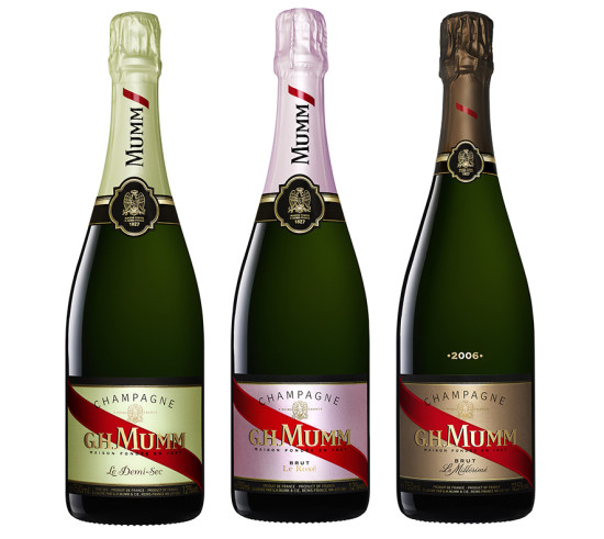 linea di champagne Cordon Rouge: Rosé, Demi-sec e Millésime.
