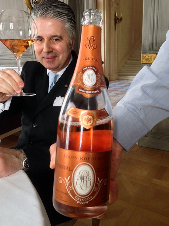 Bottiglia di Cristal Rosé 2006 e Alessandro Scorsone