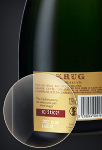 champagne Krug, l'ID sulla bottiglia