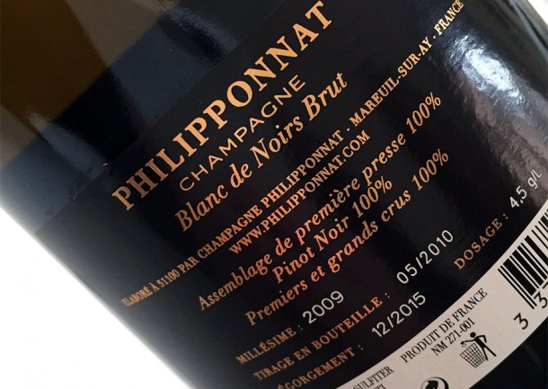 Controetichetta Philipponnat blanc de noirs 2009