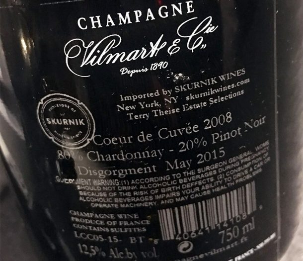 Retroetichetta champagne Vilmart 2008