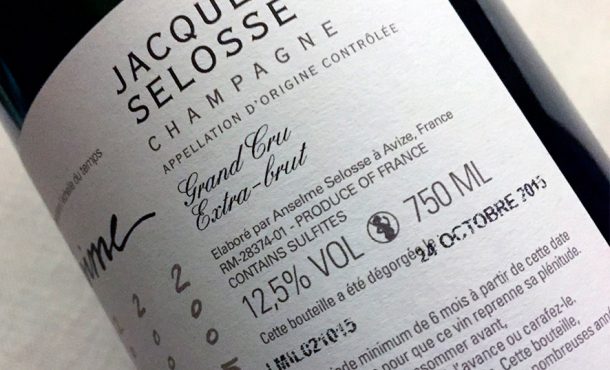 Selosse Millésime 2002 indicazione del dégorgement