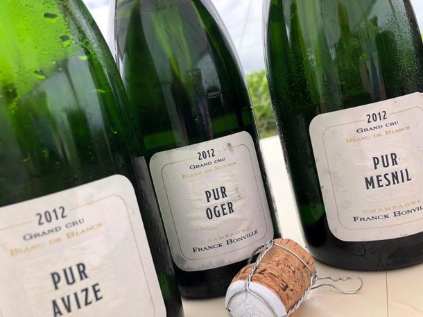I tre champagne Franck Bonville in degustazione