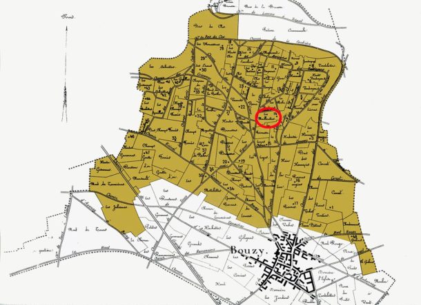 La mappa delle parcelle del villaggio Grand Cru di Bouzy