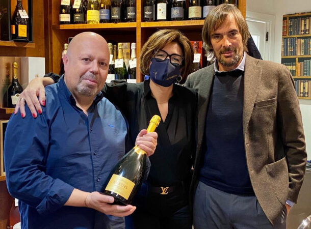 Andrea Agnoletto di Moët-Hennessy Italia con Alberto Lupetti e Stella Pileggi