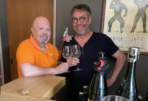 Alberto Lupetti e Pascal durante la degustazione di champagne