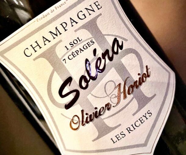 bottiglia di champagne solera di oliver horiot