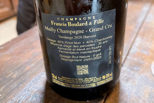 Controetichetta champagne Francis Boulard Mailly-Champagne