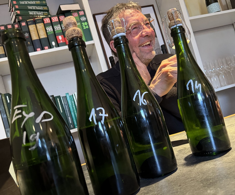 pascal agrapart durante degustazione exp con alberto e vania