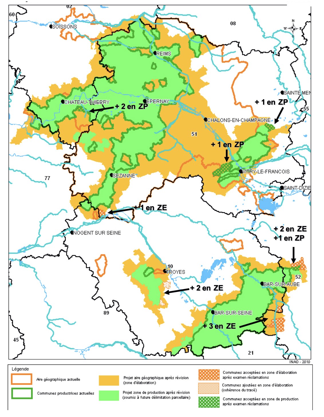 mappa proposta di estensione zona champagne aoc