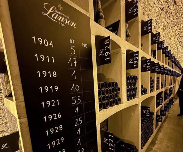 vinothèque di Lanson in cantina