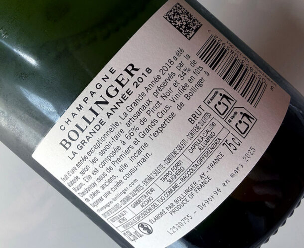 controetichetta bollinger la grande annee 2018
